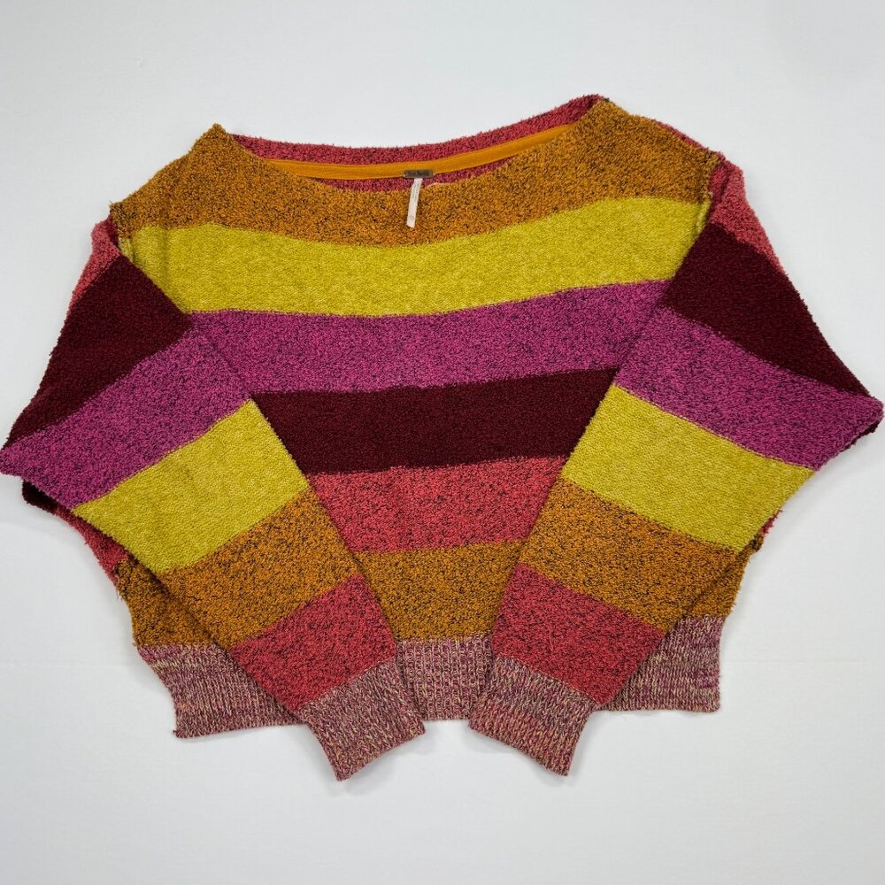 Free People Candyland Sweater Sz XS Multicolor Striped Off Shoulder Long Sleeve - Picture 9 of 12